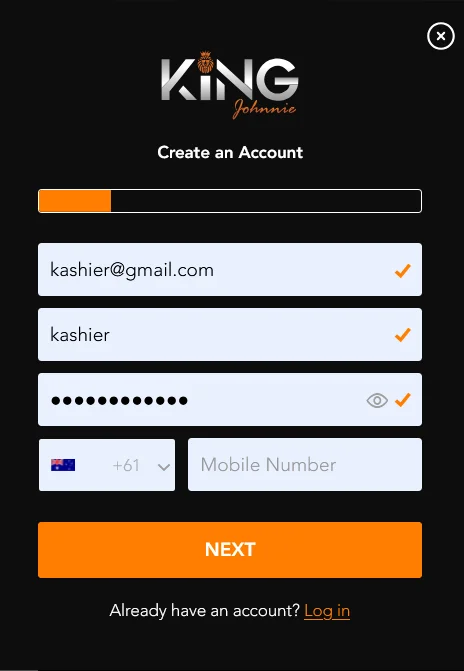 Register at King Johnnie