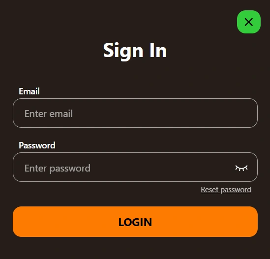 King Johnnie casino login screen