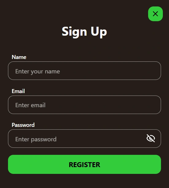 King Johnnie casino sign up form